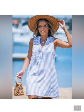 Tahari 100% Linen Sleeveless Shirt Dress Size Large